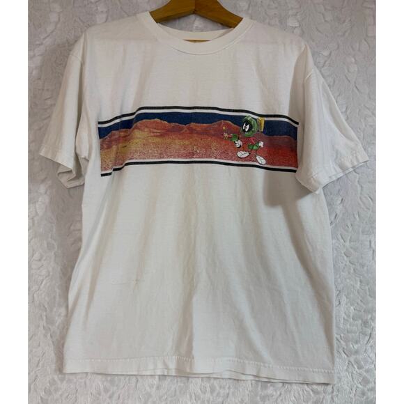 VTG 90s 1997 Looney Tunes Marvin Martian Box Graphic White T-Shirt USA M / L** - Picture 1 of 11